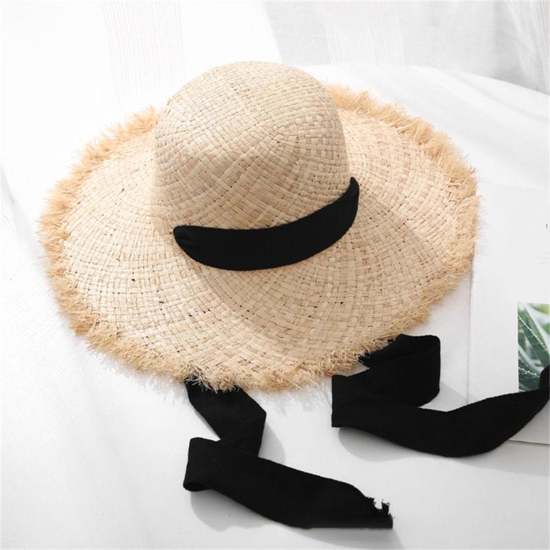 Handwoven Natural Straw Hat Artisanal Weaving Hat Solid Color Straw Hat for Outdoor Activity and City Strolls