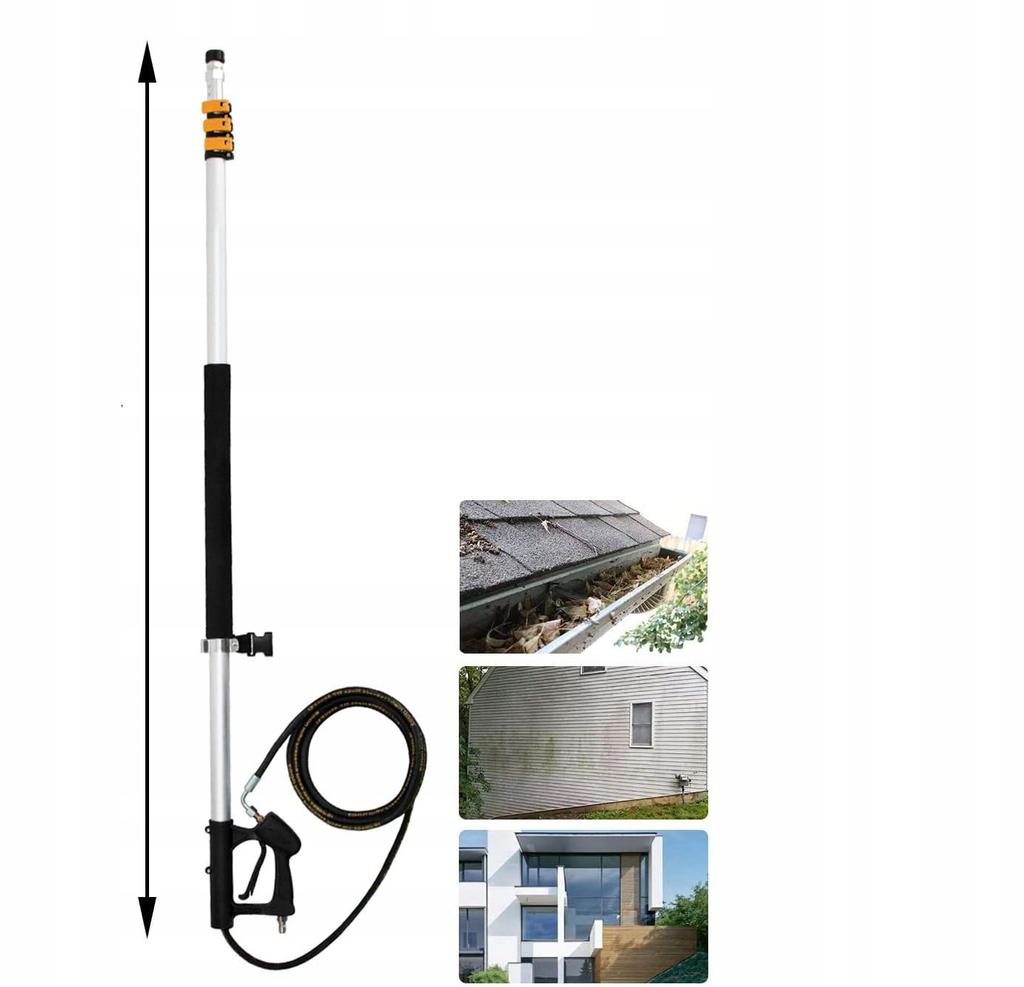 Rosfix Lanca Teleskopowa do Myjki Ciśnieniowej – Długość 1,5m–6,3m | Ciśnienie 4000 PSI | W zestawie Dysze i Pas Mocujący