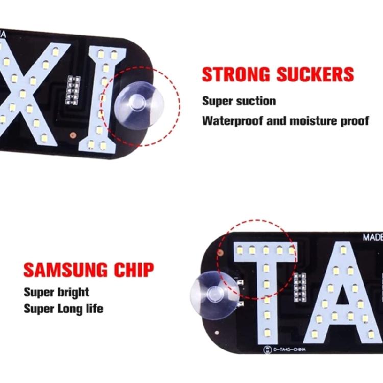 USB Taxi Top Light Roof Taxi Sign Waterproof Taxi Dome Light with Suction Cup