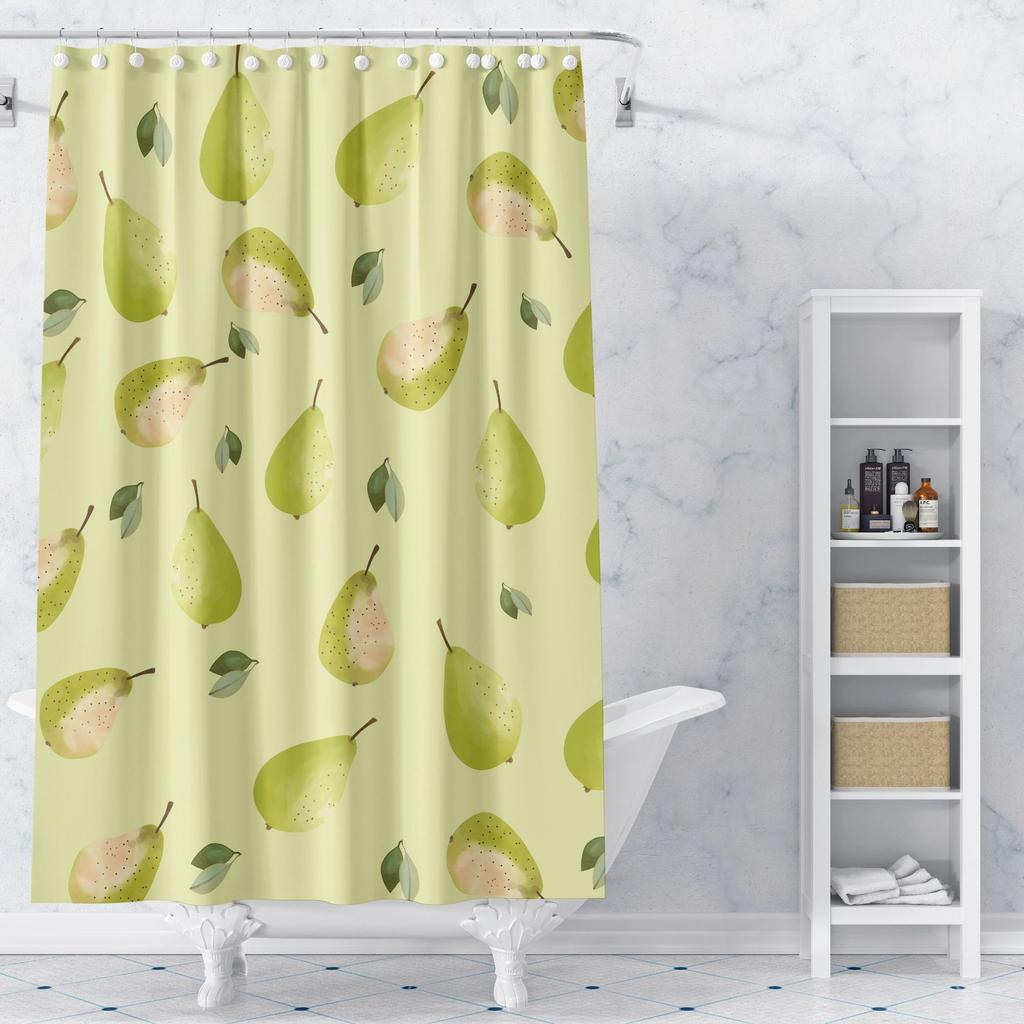 A Variety of Fruits Washable Dirt-Resistant Shower Curtain Shower Head Waterproof Polyester Bath Curtain For Home Decor