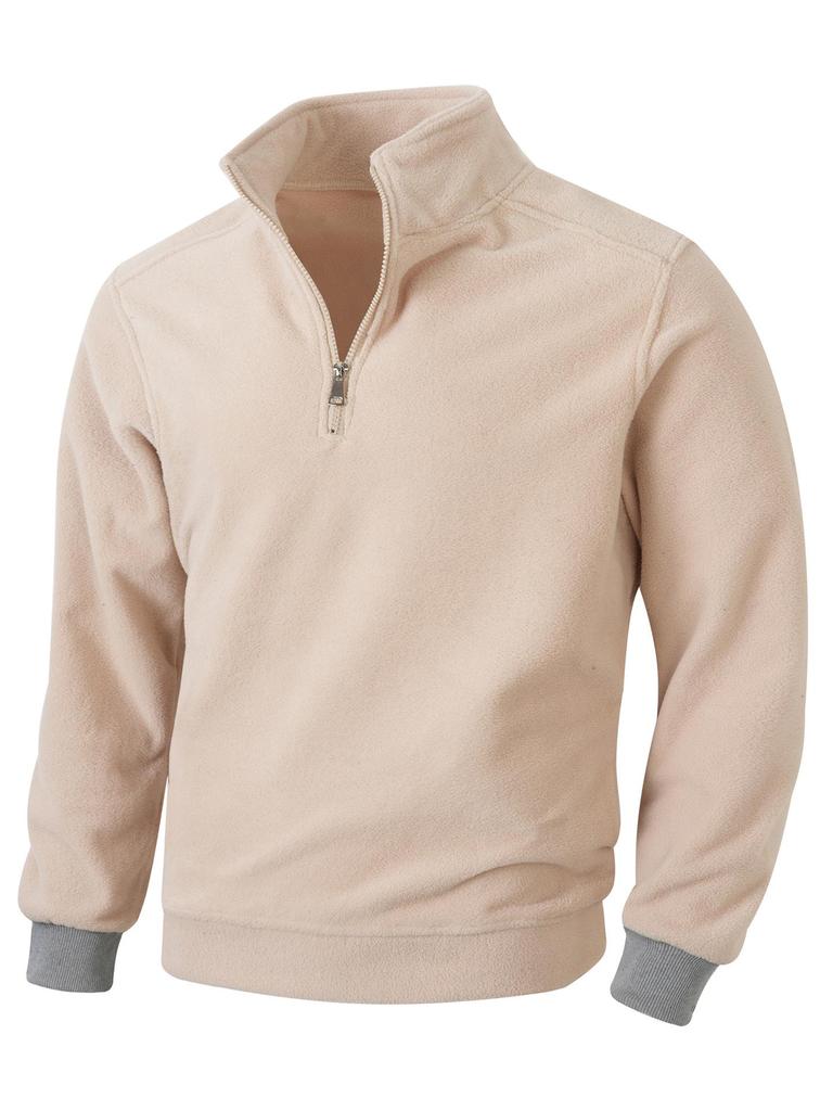 European & American Slim Fit Stand Collar Zipper Pullover for Men's Autumn & Winter Casual Wear