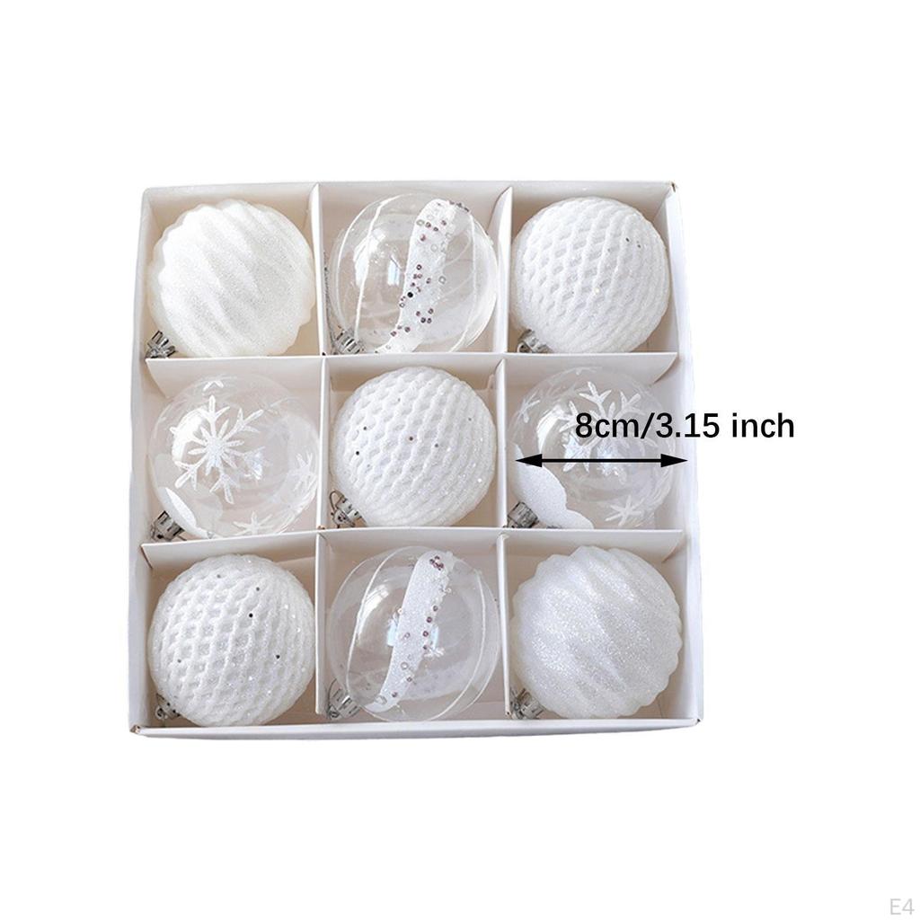9 Count Christmas Ball Ornaments, 3.15 Inch Xmas Balls for Holiday Celebrations