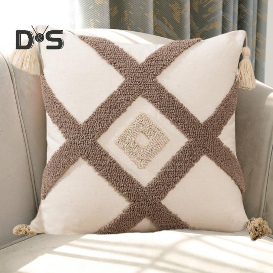 Kissenbezug in Kontrastfarbe, Bohemina-Stil, 3D-Blumendekor, Home-Office-Party-Dekor, Schlafzimmer, Auto, Wohnzimmer, Sofa, Überwurfkissenbezug