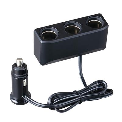 SEIWA Car Supplies, Cigarette Lighter Socket Expansion Distributor, 3 Sockets, Cord Type, Prevents Plug
