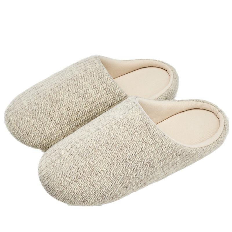 Home silent linen slippers indoor non-slip soft sole silent couple slippers high-end four-season cotton shoes