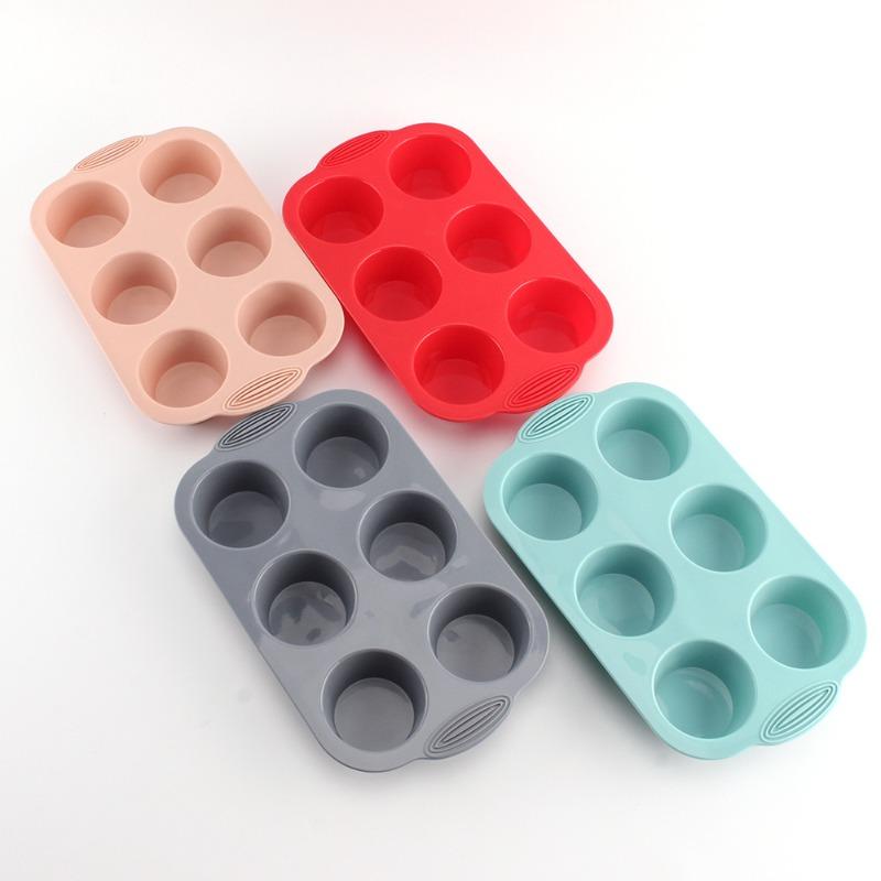 BEPAN 1PC 6 Grid Cake Silicone Baking Pan Chiffon Mousse Cake Mold Household Baking Tools Bread Baking Pan Kitchen Tools