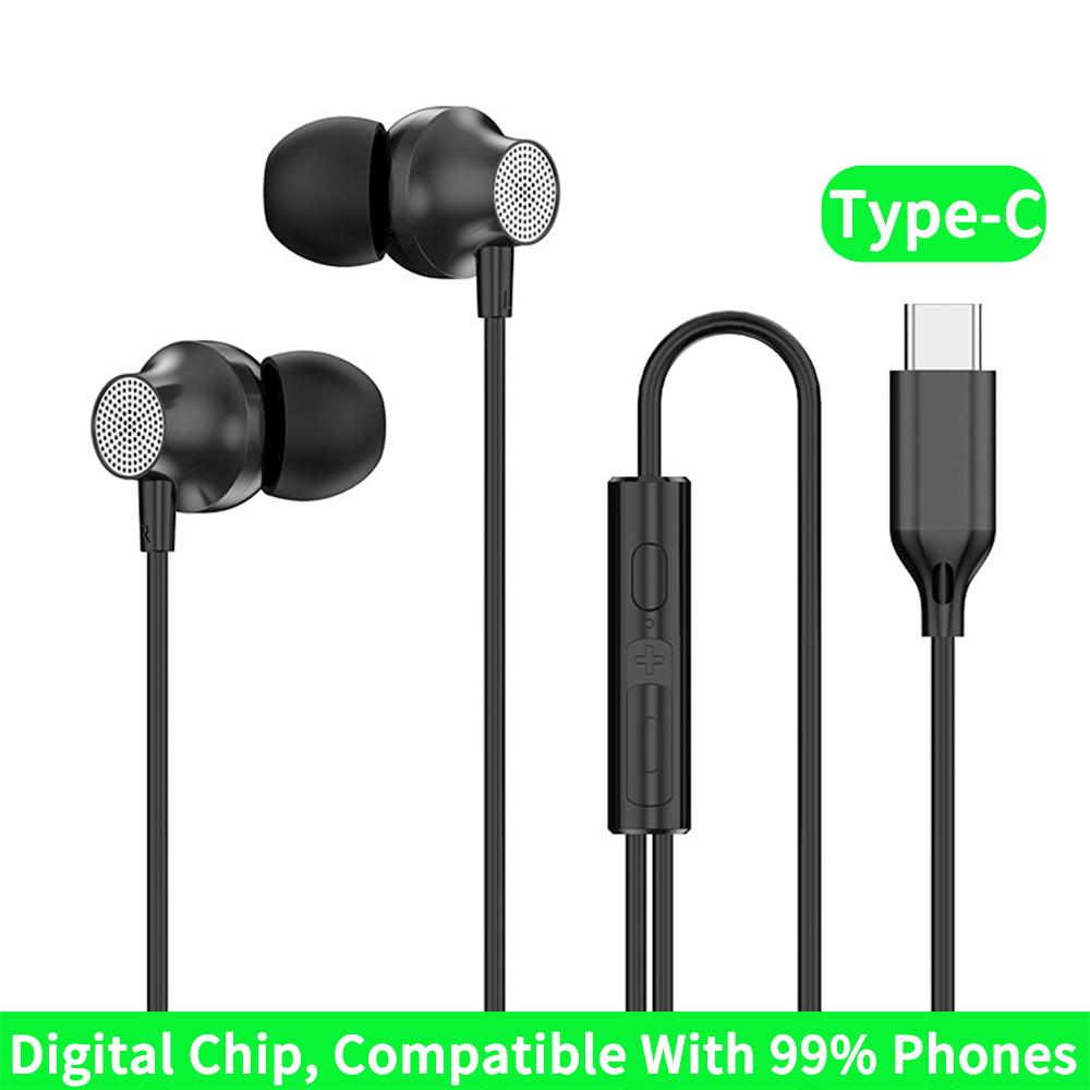 9D HIFI Kovová drátová sluchátka s těžkými basy Digitální Typ-C/3,5mm AUX S mikrofonem Špuntová sluchátka Sportovní Hudební náhlavní souprava Pro iPhone 15/16 Samsung Android