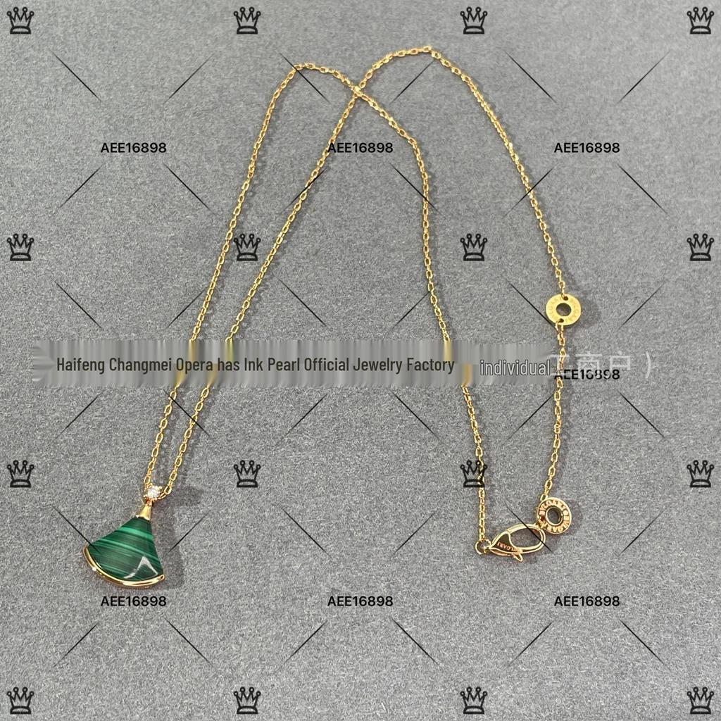 V Gold High Fan-shaped Clavicle Necklace: 18k Rose Gold with Red Agate, Diamond Accents, and White Shell on 925 Silver for Women