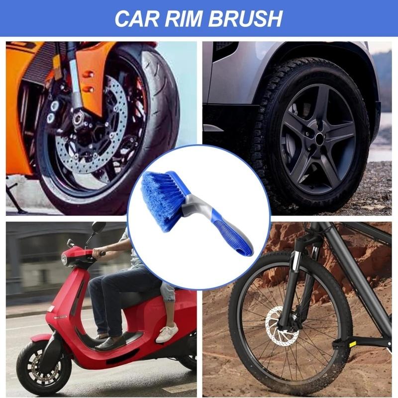 2Pcs Wheel Brush Set - Car Wheel Brush and Rim Brush Washing Tool for Car Alloy Wheel with Grip Handle, Alloy Rim Cleaner Tire Scrubber