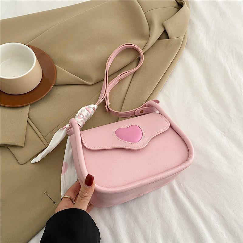 Hot Models Cute Lovely Women's Small Square Shoulder Bag Fashion Women's Crossbody Simple Women's Purse Handbag with Scarf