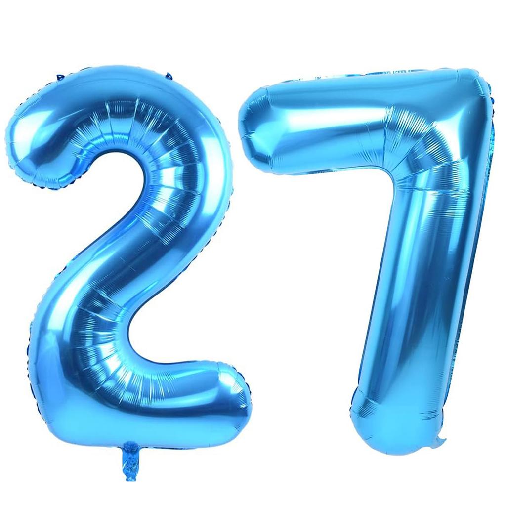 40 Inch Giant Blue Digital Balloons 0-9, Anniversary Party Decoration Supplies, Birthday Balloons