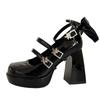 Modische Mary Jane Lederschuhe für Damen, Retro, 2024 Frühling neuer Stil, Lolita High Heels dicke Absätze Japanische JK Einzelschuhe