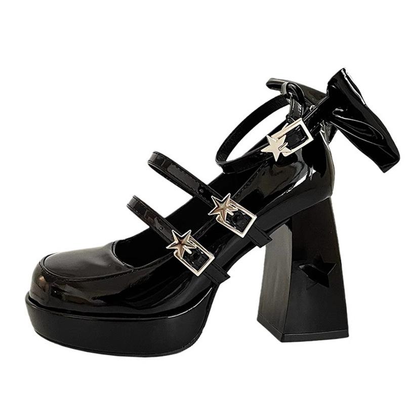 Modische Mary Jane Lederschuhe für Damen, Retro, 2024 Frühling neuer Stil, Lolita High Heels dicke Absätze Japanische JK Einzelschuhe
