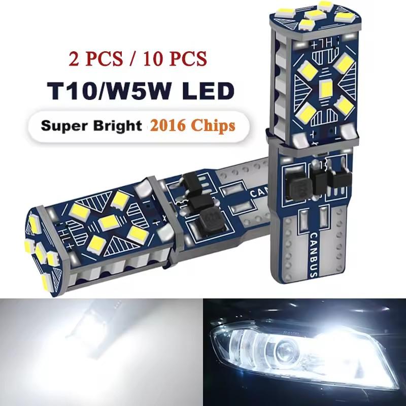 2/10 PCS Super Bright T10 W5W LED Bulbs Canbus 12/24V 7000K White Car Interior Dome Maps Trunk License Plate Wedge Side Lights Bulbs 7