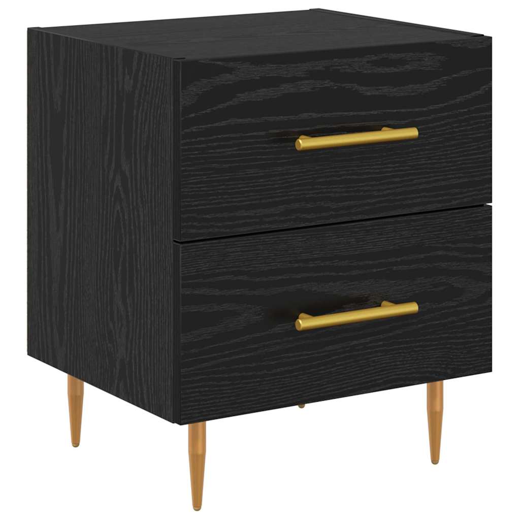 Nightstand Black Oak Effect 40 X 35 X 47.5 Cm Engineered Wood