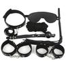 EM41 Leather 7 PCS SM Erotic Toy Set Couple Flirting Bondage Binding Kit Handcuffs Mouth Ball Gag Collar Whip Sex Toys