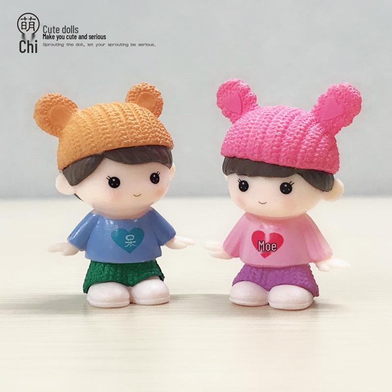 Милые мультяшные фигурки пары из ПВХ: Декорации для микро-ландшафта на рабочий стол или в машину