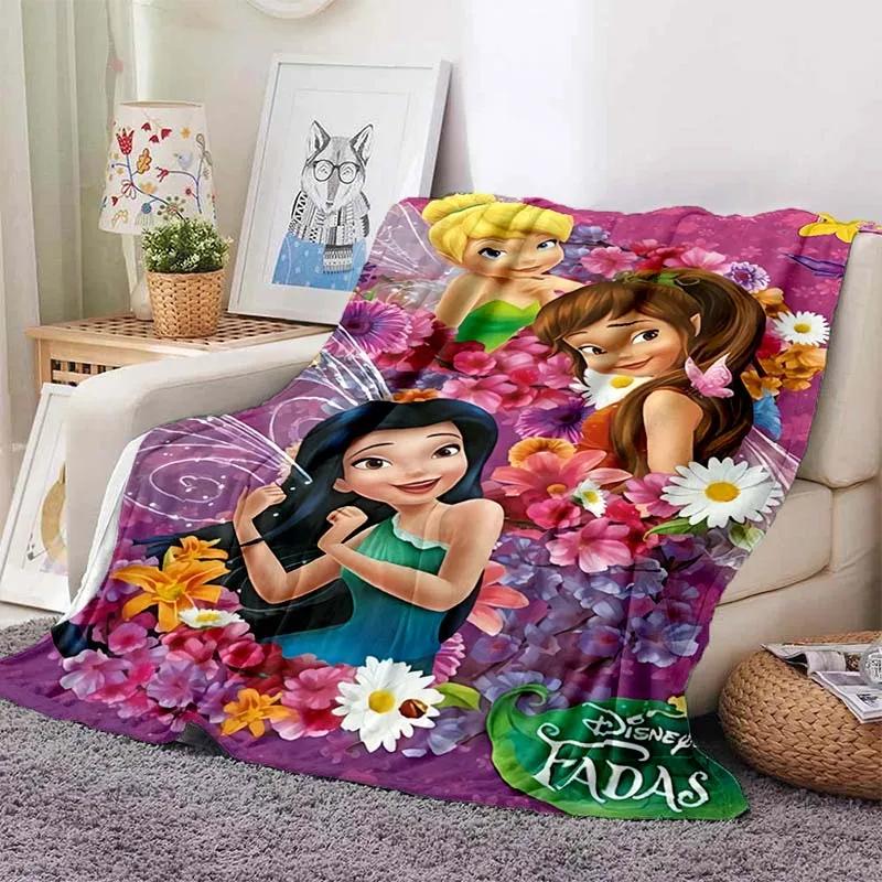 Tinkerbell Warm Soft  Blanket Fluffy Children and Adults Sofa Plush Bedspread Throw Cartoon Blanket for Sofa Bed