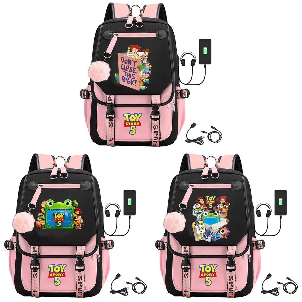 Toy Story 5 Printed Canvas Backpack With Breathable Design For Middle School Students And Travel