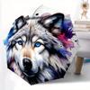 1 Stück Blauäugiger Wolf Vollautomatischer Faltbarer Tragbarer Regenschirm, 8 Eisenstäbe, Dreifach faltbares Design, Geeignet für Alle Jahreszeiten, Geeignet für den Außenbereich