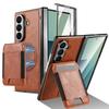 Magsafe Magnetic Leather Hinge Phone Case Screen Protect Film Wallet Cards Holder Cover for Samsung Galaxy Z Fold 7 6 5 4 3