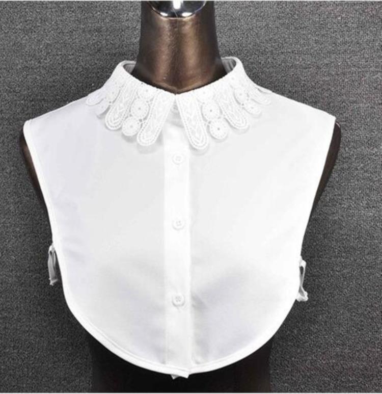 Women's Fake Collar Shirt White Fake Collar Women Detachable Collars Embroidery Cotton False Collar Shirt Col Amovible Femme