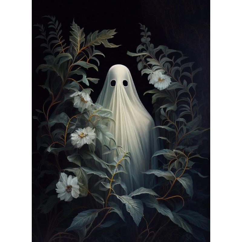 Fun White Ghost Dark Academy Halloween Horror Retro Posters Prints Canvas Painting Wall Art Picture Living Room Home Decor