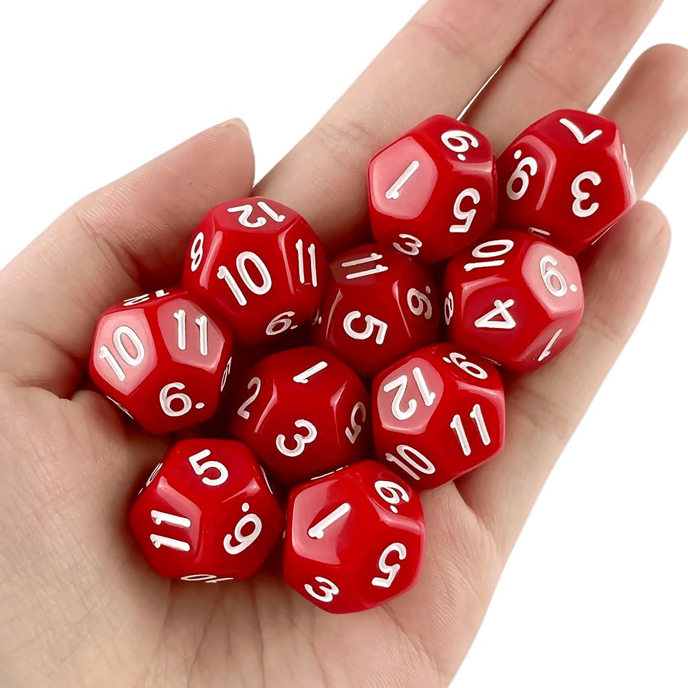 Multi-sided Dice 177mm TRPG DND Digital Dice Game Collection 12 Sided 10 Pieces for Board Games