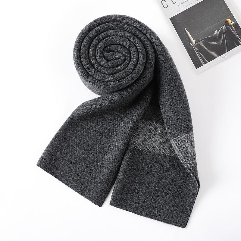 

Scarf Men s high-end winter cashmere fashion versatile knitted plaid thickened warm wool scarf 180cm чорний колір сірий