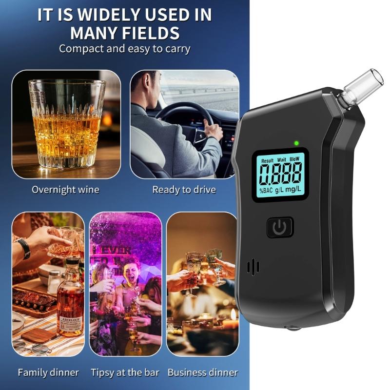 Professioneller LCD-Bildschirm Messgerät Schnelle Reaktion Testgerät Tester Alkoholtester mit Piepton Taschenlampe
