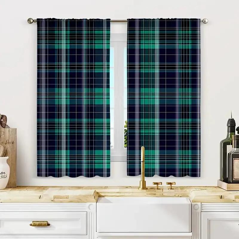 Scottish Folk Legend Checkered Pattern Printed Curtains Window Decorations Home Room Curtain Made Of Polyester Washable