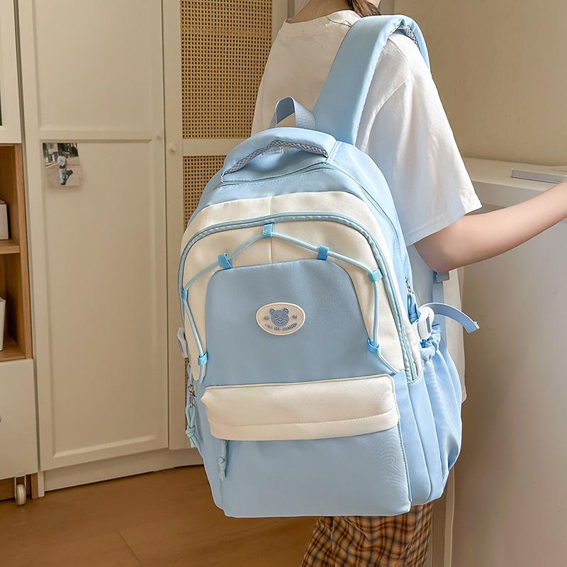 New Decompression Large Capacity Schoolbag Junior High School Girls and Senior High School Students Light Campus Backpack.