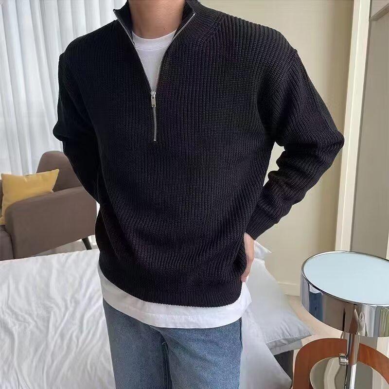 

Men s Trendy Half-Zip Stand Collar Cardigan Sweater XL чорний