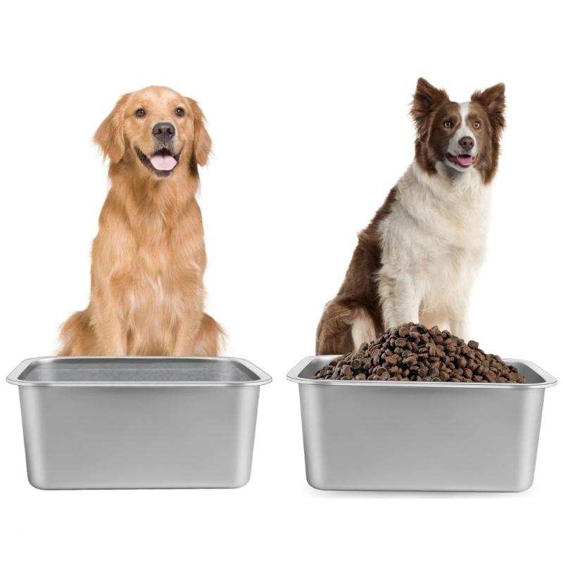 Hygienische Edelstahl-Hundeleckerli-Futter Napf Anti-Rutsch-Boden Perfekt für Große Hunde Rechteckig Große Kapazität