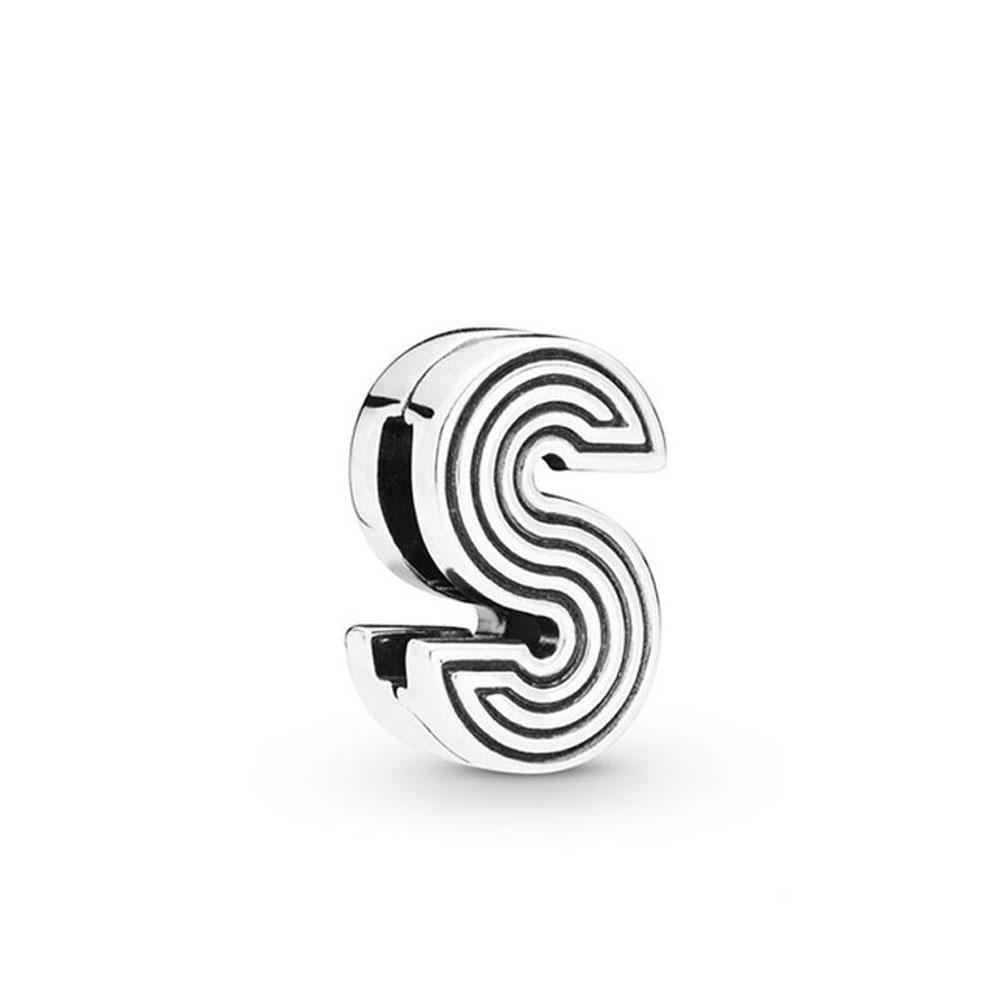 European New Plated Copper 26 Letter Thin Clip Charm Bead Fit Original Bracelet Jewelry For Gift
