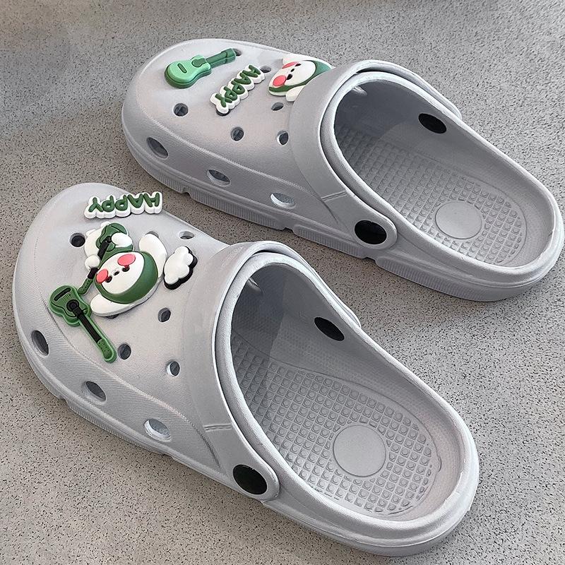 Hole shoes women's summer wear cute fashion girl heart bag head flat bottom sandals women's non-slip cool slippers