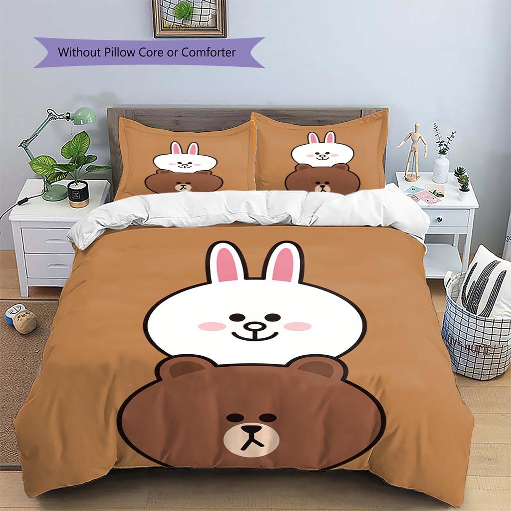 Brown & Cony Love Bedding Set Duvet Cover Pillowcase No Filler, Soft Home Bedroom Decor, Perfect Gift for Fans.chl