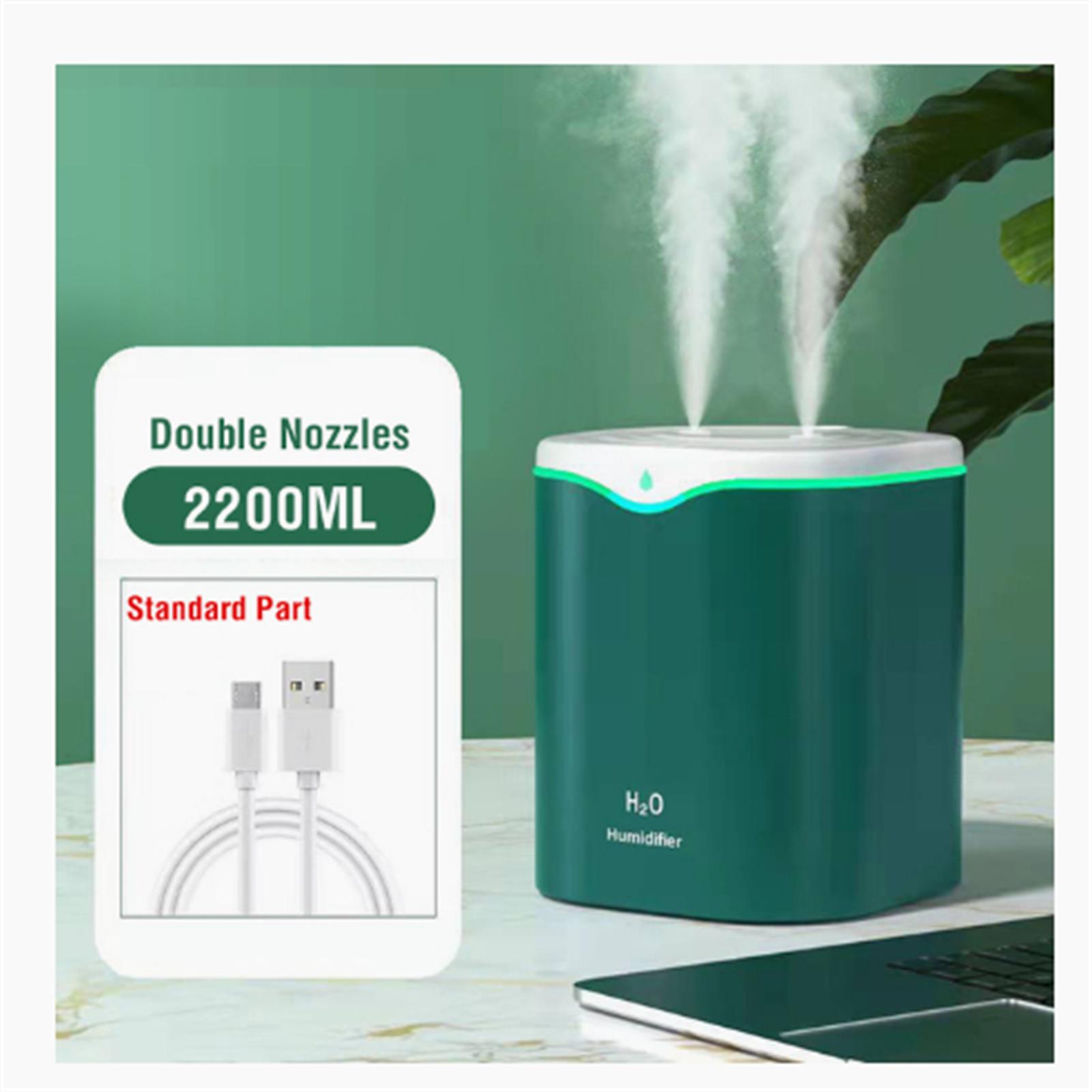 

2200ml Double Spray Air Humidifier Ultrasonic Essential Oil Diffuser With 2200ml Water Tank For Home Office Bedroom green