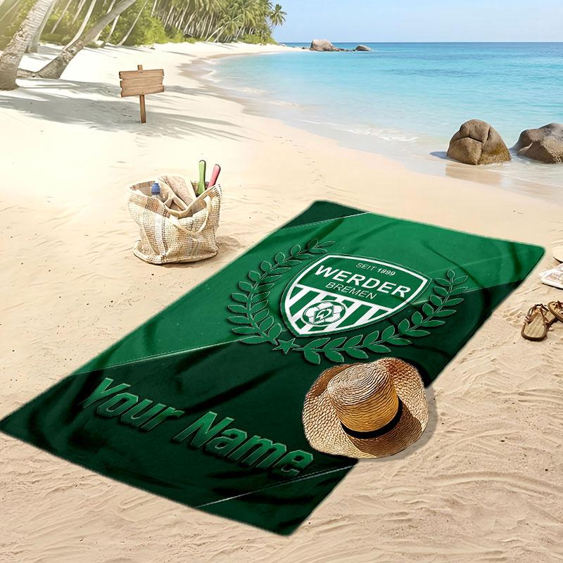 Telo Mare Personalizzato Stampato Werder Bremen FC Logo Calcio Supporto Nome Testo Personalizzato Asciugamano Assorbente Per Sport Viaggio Regalo Speciale