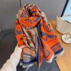 Autumn new women's fashion scarf retro splicing contrasting color cashew nut flower jacquard scarf to keep warm and cold