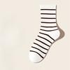 Female Spring and Summer Thin Stripe Sweat Absorbent Deodorant Boneless Moon Tube Cotton Socks