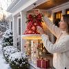 Indoor Living Room Ornaments Lighted Christmas Ceiling Hanging Decor, Pre-Lit Tree Bell Pendant with Big Decor Warm LED, Porch Doorway Holiday