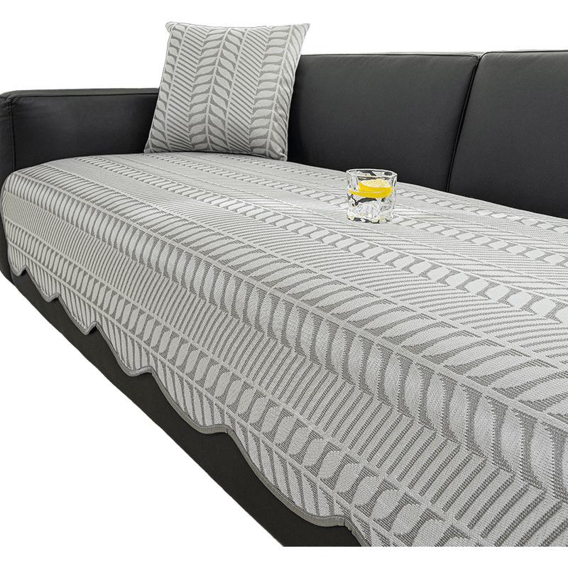 New Straight Row Sofa Cushion Summer Ice Silk One Piece Fixed Non-Slip Special-Shaped Irregular Leather Sofa Cover