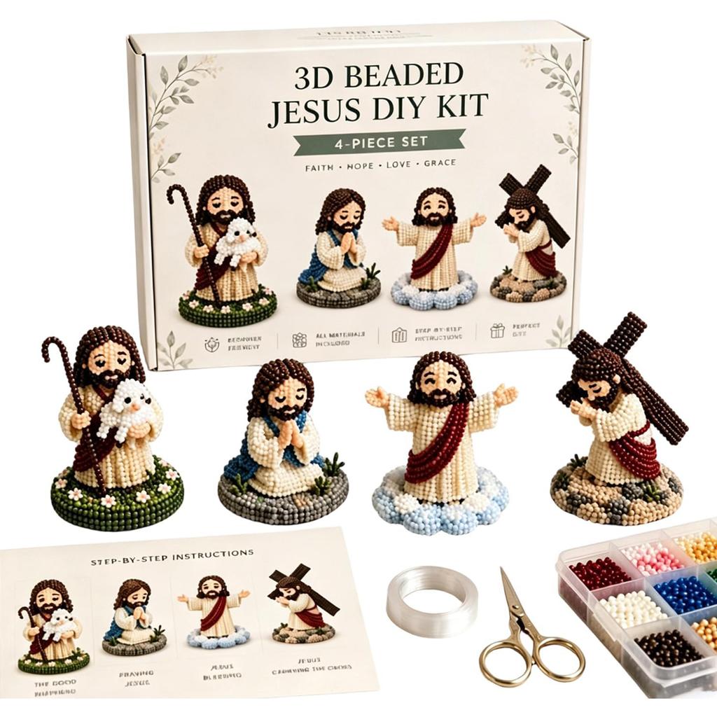 Tiny 3D DIY Religious Beading Kit with Colored Beads Religious Bead Art Craft Set Ideal Craft Gift for Beginners Teens & Adults