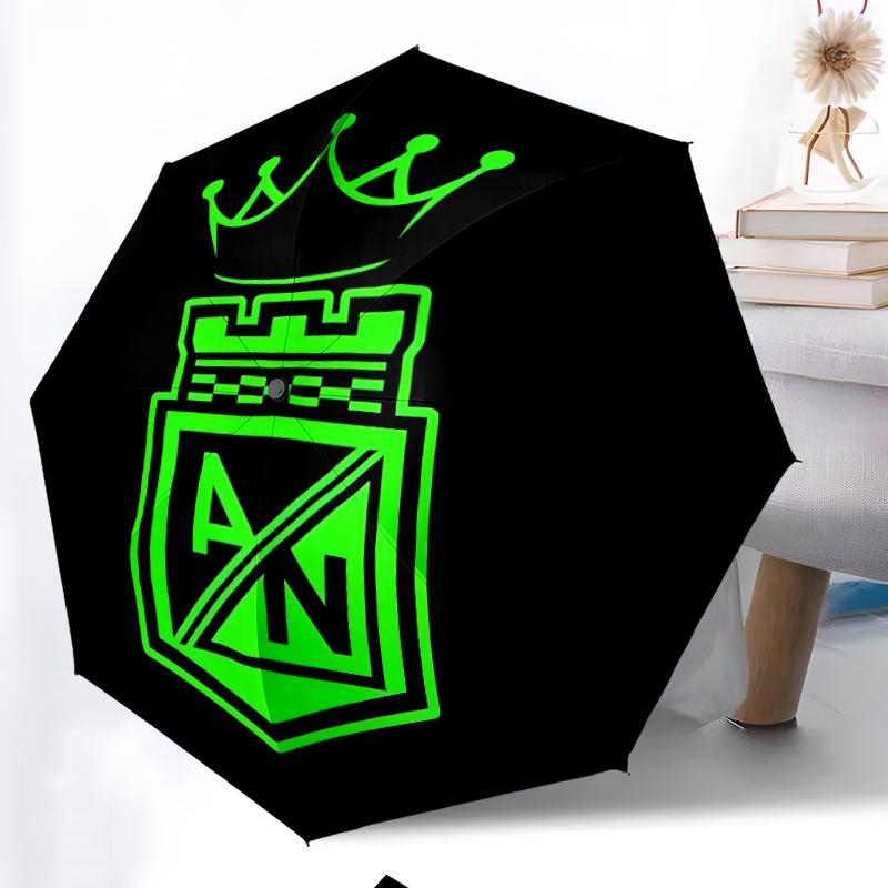 Atletico Nacional Fashionable Automatic Opening/Closing Folding Umbrella. Portable and Foldable, Ideal for Gift, Travel, and Daily Use.