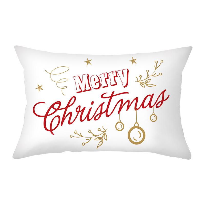 Fronha de Natal Almofada Decorativa Almofada Retangular Capa de Almofada Desenho Animado Boneco de Neve Estampa de Alfabeto