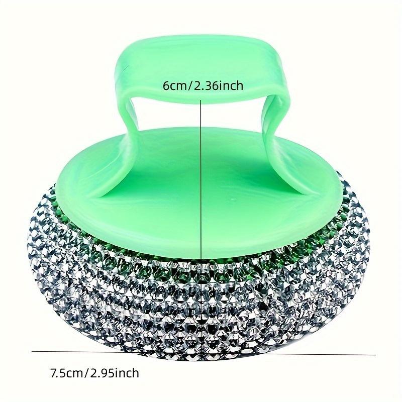Stainless Steel Sponge Brush with Handle, Removable Decontamination Ball, Non-Stick & Oil-Free Dishwashing, Residue-Free Kitchen Cleaning Too