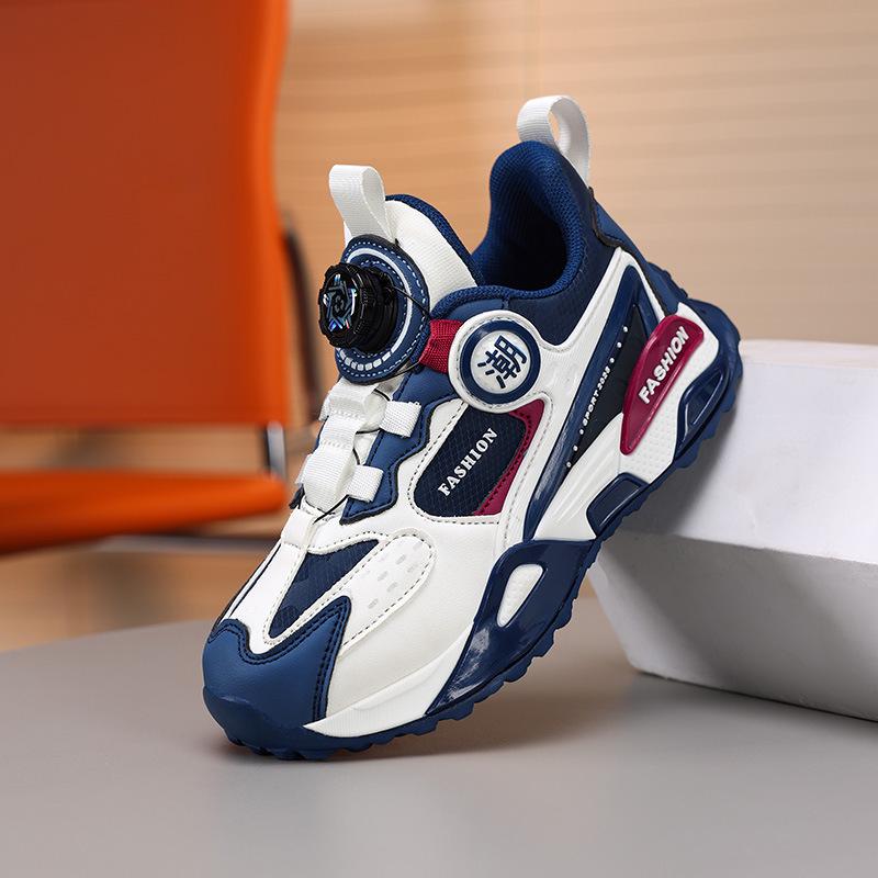 

Boys 2025 Autumn/Winter Leather Waterproof Sports Shoes – Non-slip Soft Sole Running Dad Shoes 36 синій/білий