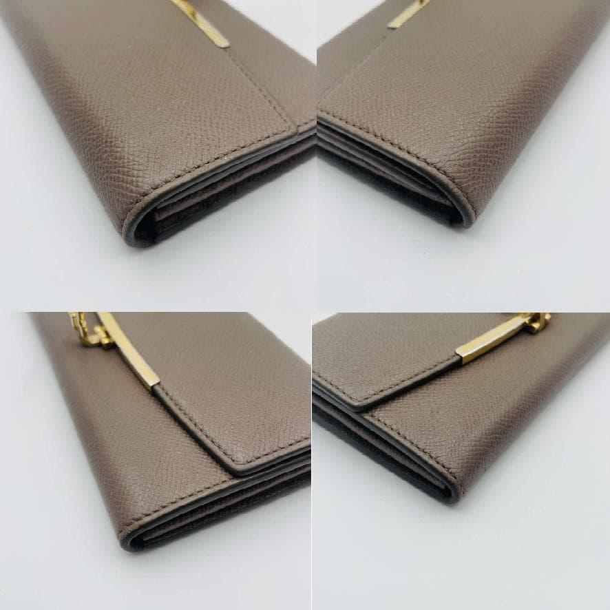 Used FERRAGAMO Gancini Long Wallet Beige with Pass Case