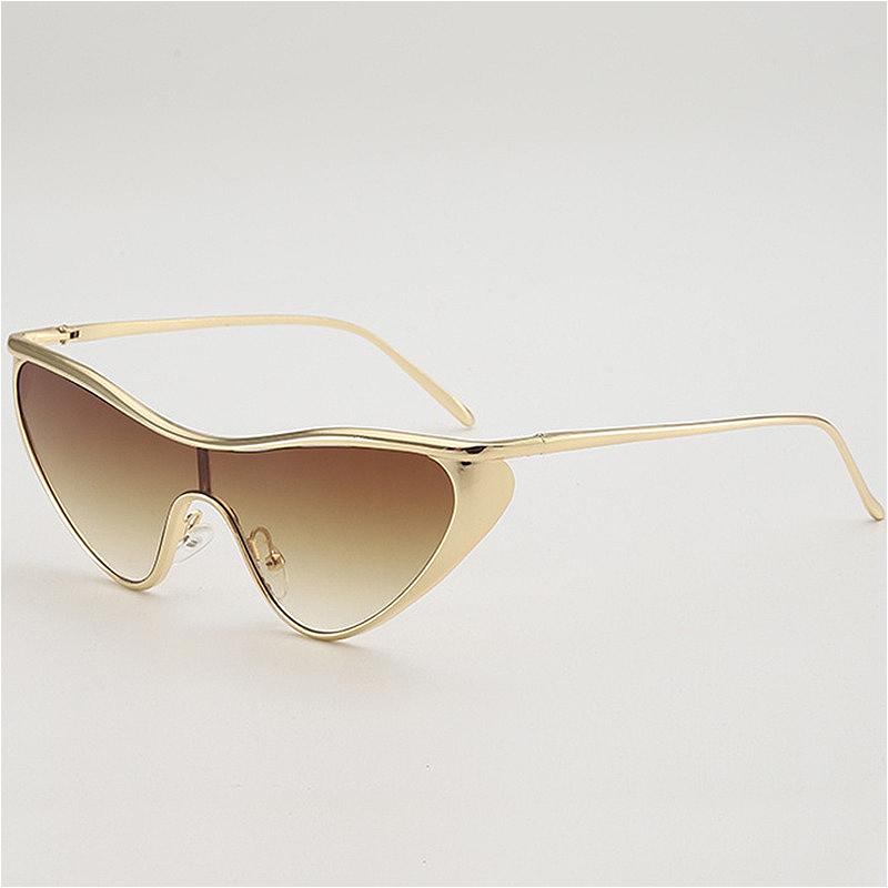 Y2K Metal Gold Silver Frame UV400 Sunglasses Women Men Cat Eye Personality Eyewear Luxury Brand Design Lenses Goggle Shades